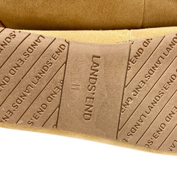 Lands End Womens Slippers Suede Leather Flannel Lined Tan Brown Size 11 - Picture 8 of 10